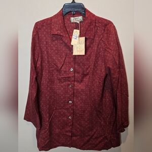 Tommy Bahama Cinnabar Burgundy Button-Down Long 100% Silk Lining Jacket NWT